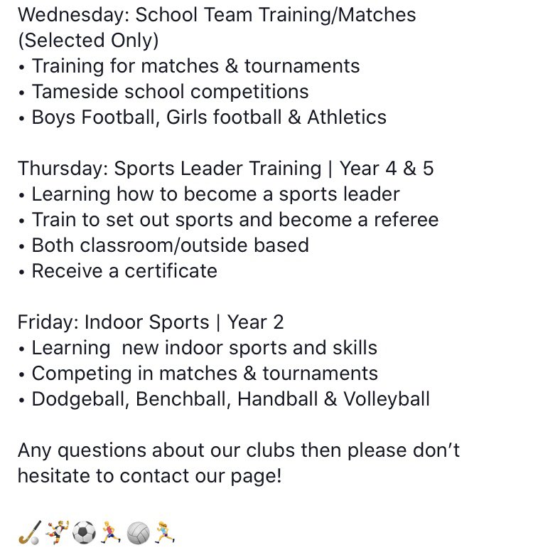 sportfirstcoach's tweet photo. Our after-school clubs for the New Year at @GreswellSports are now confirmed. Please take a look at information below for more information on the clubs!
#Sport #Provison #Tameside https://t.co/7B9LH8GFU4