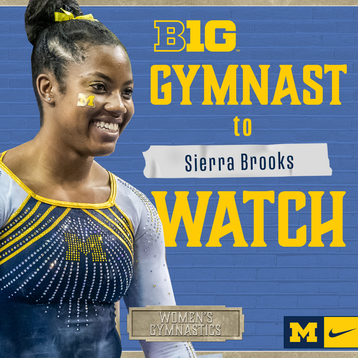 UMichWGym's tweet photo. Freshmen @sierrabbrooks_ and @_gabb5y_ were each named to the Big Ten Gymnasts to Watch list. #GoBlue https://t.co/4O6cyStYSn