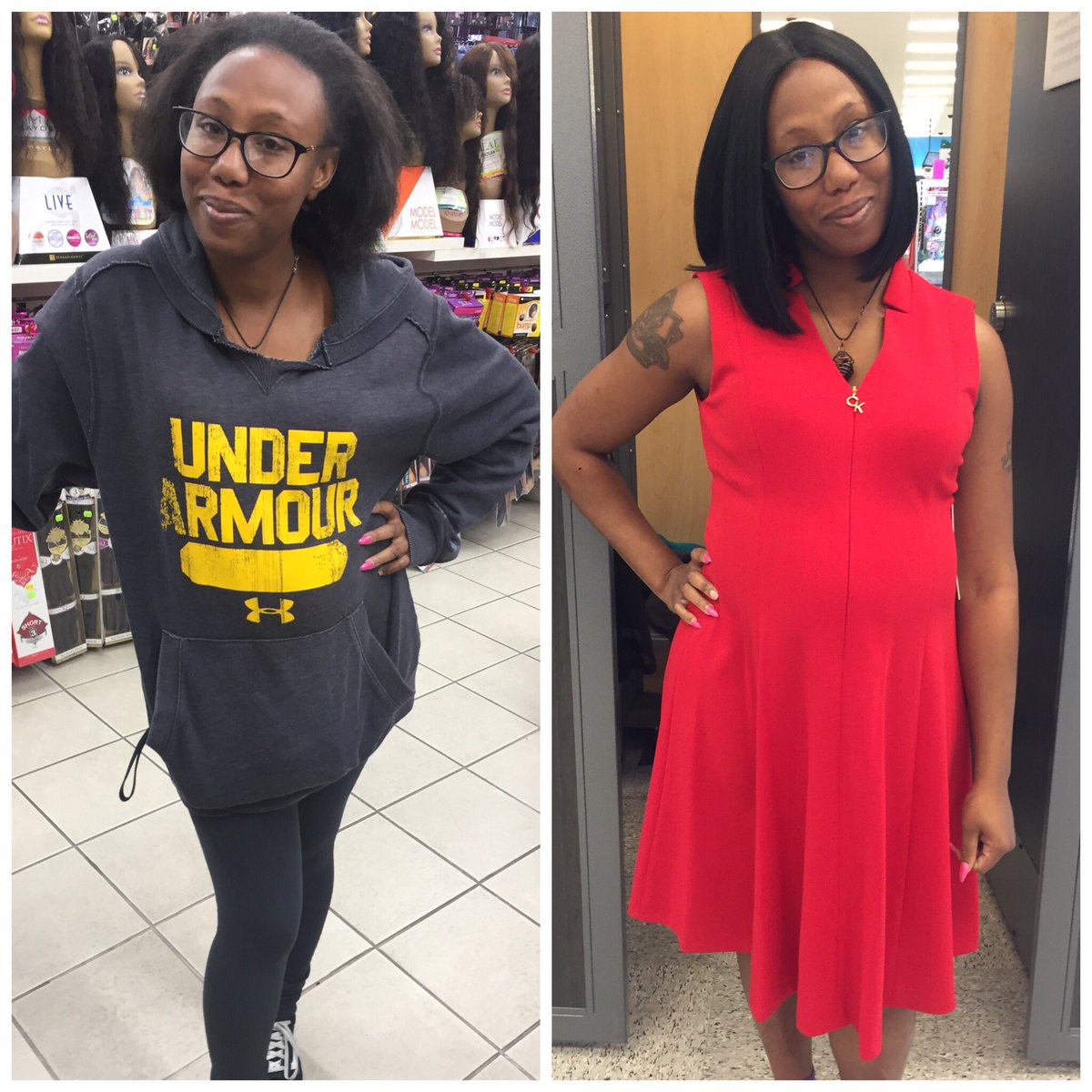 potentialmenonp's tweet photo. So did anyone guess Latoya was 19 weeks pregnant under that sweatshirt?! Latoya has had a lot thrown her way. Struggled a bit with homelessness, but now she’s in an apartment &amp; ready to work. 

Thanks to monetary donations, she said she feels like a new woman! Confidence is 🔑 https://t.co/4NitDA9sqX