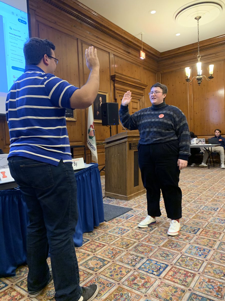 Congratulations to our new senators, technology coordinator, and deputy chief of staff on being sworn in at last nights general body meeting!