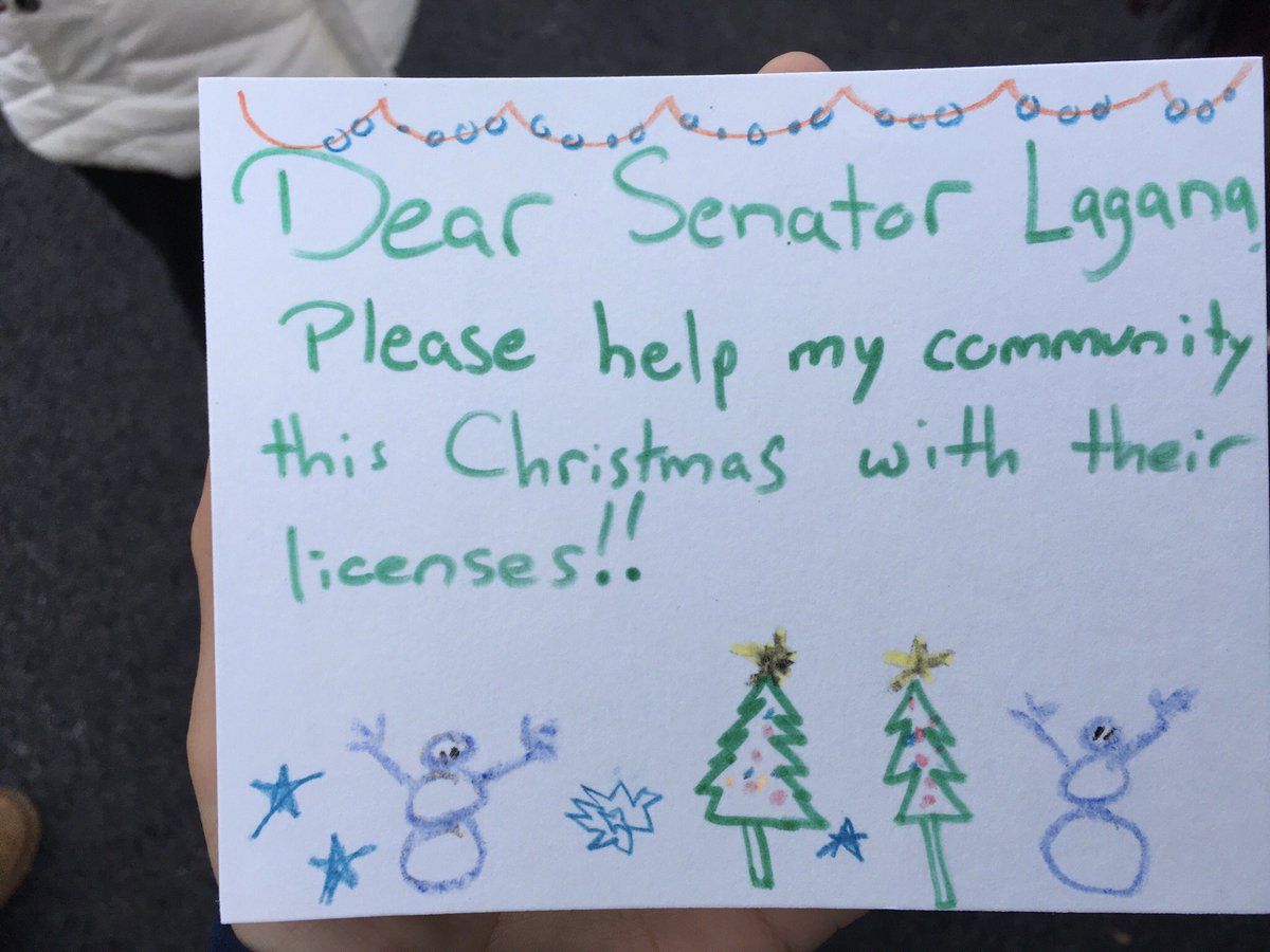MaketheRoadNJ's tweet photo. Here are some of the dozens of Christmas cards our members and their families prepared for @JoeLaganaNJ asking for his support of #DriversLicenseNOW https://t.co/GFh9CbB57k