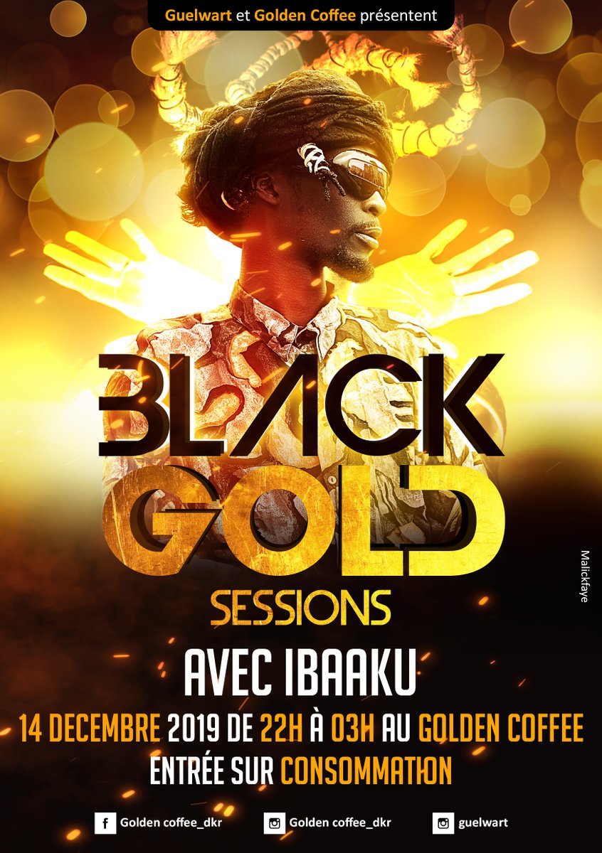 Yo Yo Yo
Dakarois ! 
Ce Samedi une nouvelle rencontre au @CoffeeDakar avec @Ibaaku1 pour le lancement de #BlackGoldSessions une rencontre musicale, gastronomique à partir de 22h.
Venez passer un bon moment 
#neodakar #hybrid #guelwart
artwort: @malick__faye