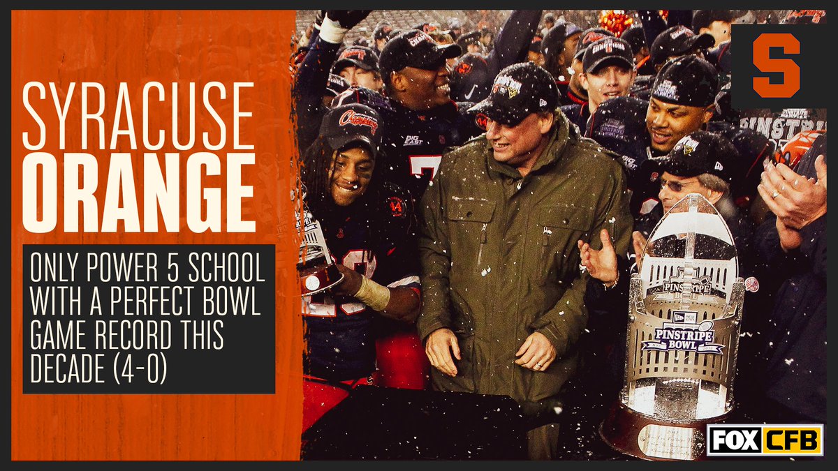 CFBONFOX's tweet image. 🍊 @CuseFootball stands alone as the sole Power 5 school with a perfect bowl record this decade!