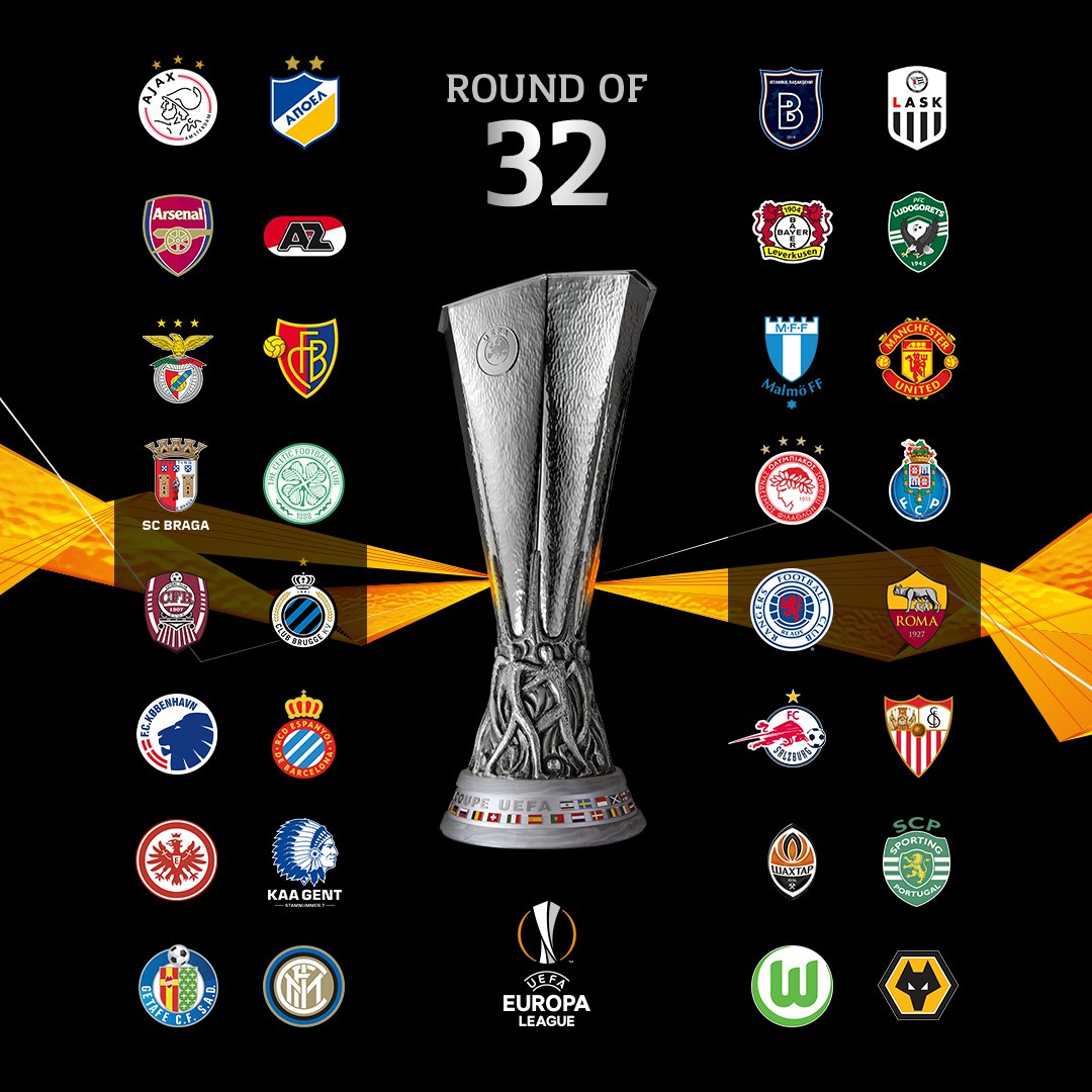 Los 32 equipos que estarán en el sorteo de la Europa League.