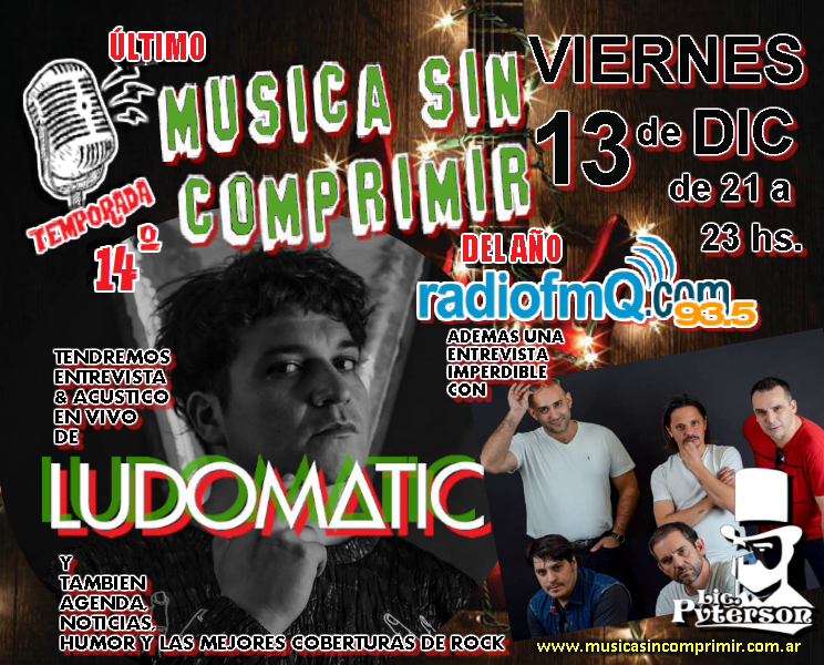 MSComprimir's tweet image. 🤘🤩 #Seacabóloquesedaba #Mañana llega el último #MúsicaSinComprimir #Temporada2019 x 🎙 @radiofmq 93.5 Mhz 📻 De 21 a 23 hs nos visitan los #Ludomatic acústico + entrevista a #LicenciadoPyterson. #Noticias, #Agenda, #Música, #Humor y una noche a puro #rock! ‼️🤘