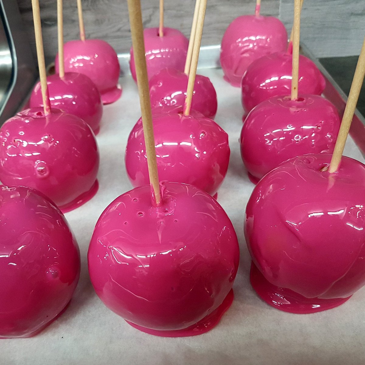 Sometimes in December you just need a Candy Apple! Custom orders at the store are in full swing! #candyapples #customgifts #customorders #candyelves #busystore #december #fullswing #norestforelves #holidaytimes #makingtreats #shoplocal #HamOnt