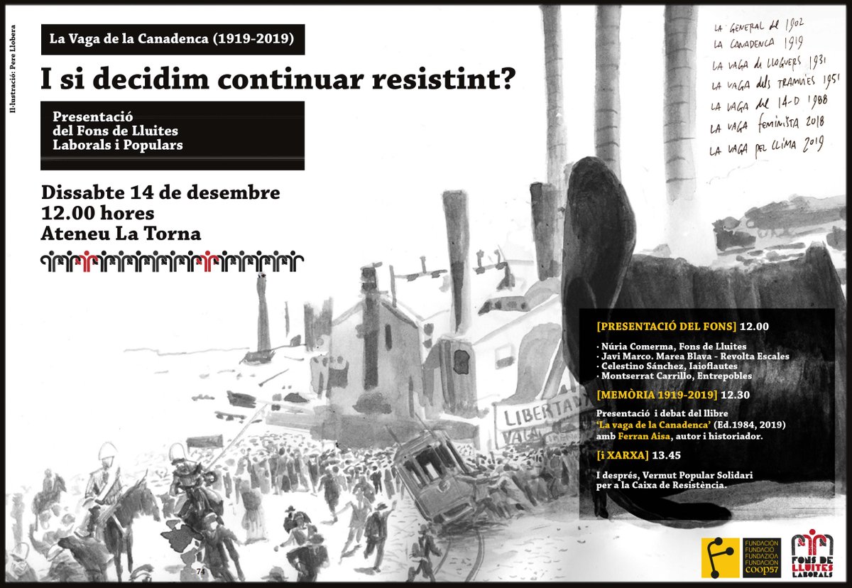 Aquest dissabte 14 de desembre a l'Ateneu La Torna de la Vila de Gràcia presentem el Fons de Lluites Laborals i Populars, un dels objectius del Correscales