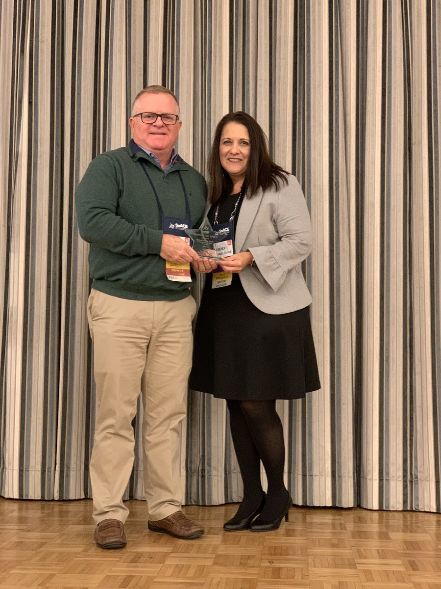 Norma Guerra Gaier from The University of Texas at Austin graciously received the Northern Star Award! Thank you for your contributions to SoACE Norma. 👏🏾🎊🙌🏾 #soace19
