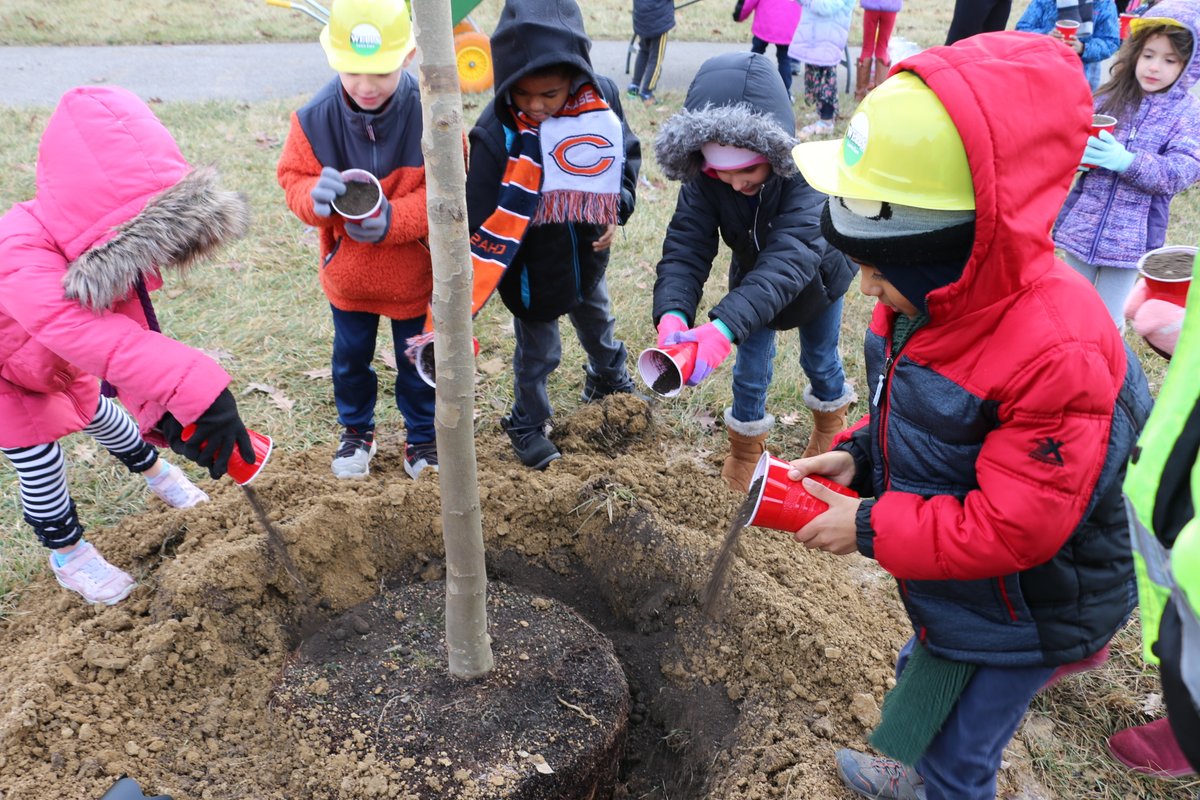 MCCSC_EDU's tweet photo. Highland Park 1st graders lead a very successful problem based learning project. They planted trees around their playground for more shade. Look at what they did today! 
#Proud2beMCCSC
https://t.co/by8evHzmnb https://t.co/clGF26LRfG