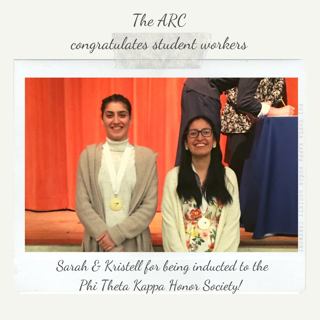 arclavc's tweet photo. The Academic Resource Center congratulates our student workers, Sarah &amp; Kristell, for being inducted into the Phi Theta Kappa Honor Society! Well done! 🏅👏 #arclavc #lavalleycollege #lavc #laccd #phithetakappa https://t.co/CS3jGn96BA