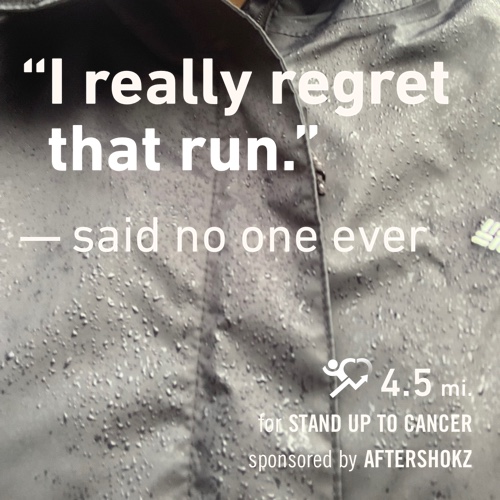 No biggie 🌧 4.5 @CharityMiles for @SU2C. Thx @Aftershokz for sponsoring me #ShokzMiles charitymiles.org/aftershokz #EveryMileMatters #FiftyFans