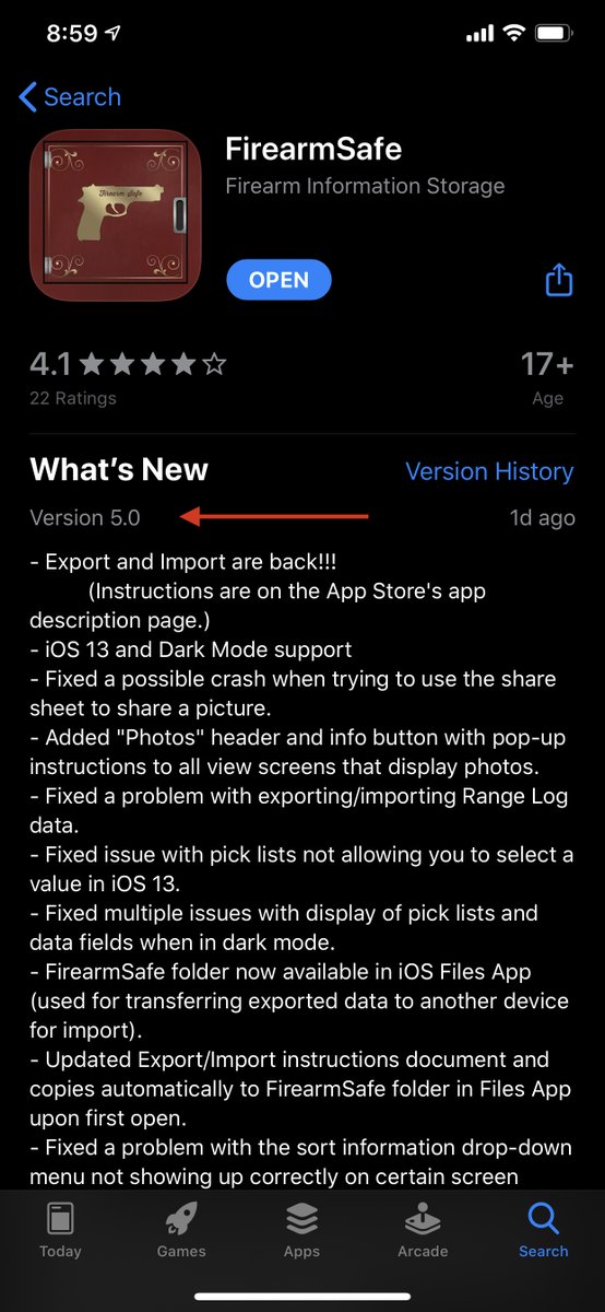 FirearmSafeApp's tweet photo. New update of FirearmSafe is now available. Export and import of data is back!!! Go download v5.0 now. #app #update https://t.co/loC39KwhTF