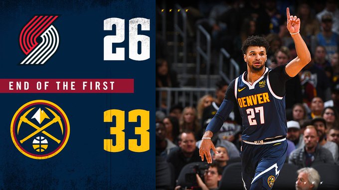 下半场回来，开拓者发力几次将分差迫近至1分但都无功而返，最后时刻格兰特两记三分带领掘金重新拉开比分。末节开局掘金一波7-0的开局迅速确立起两位数领先，开拓者在这期间的糟糕表现也直接导致了最后的败局，随后的苦追但难以制造威胁。