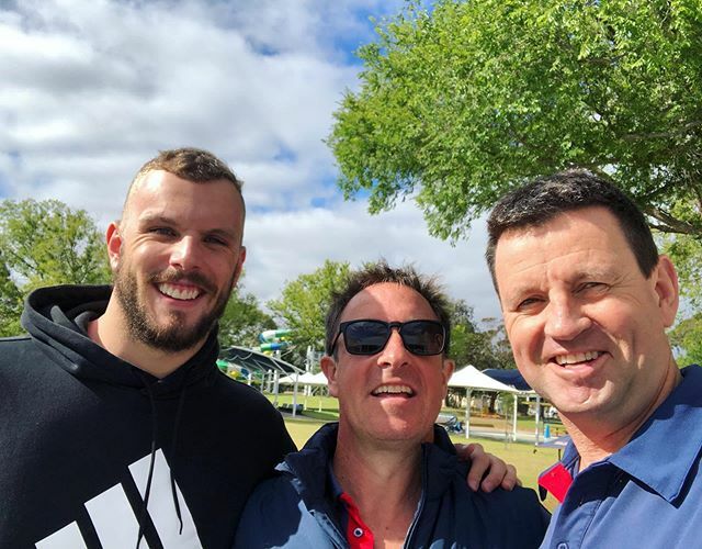 SPARC_SPORTS's tweet photo. 2 of these 3 are off to Las Vegas this weekend for the @iswimleague finals. 
Coach Peter Bishop and London team star @kyle_chalmers3.

What happens in Vegas won’t stay in Vegas, bring those 🥇 home!
Good luck! https://t.co/8ZueMyeEid https://t.co/LJCOWYekQL