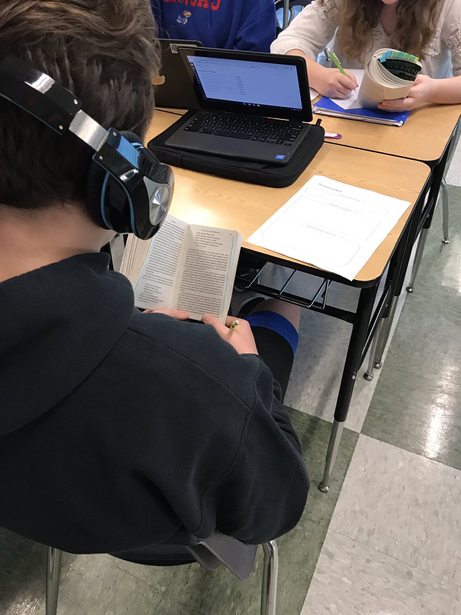 ASchweiger's tweet photo. You’d never guess we finished reading our class novel, The Hobbit 🧙🏻‍♂️🧝🏻‍♂️, over a week ago. The learning continues on. Ss have been finding evidence for their Literary Analysis Essay and working hard on their mapping projects! https://t.co/0jhLIbwqUa