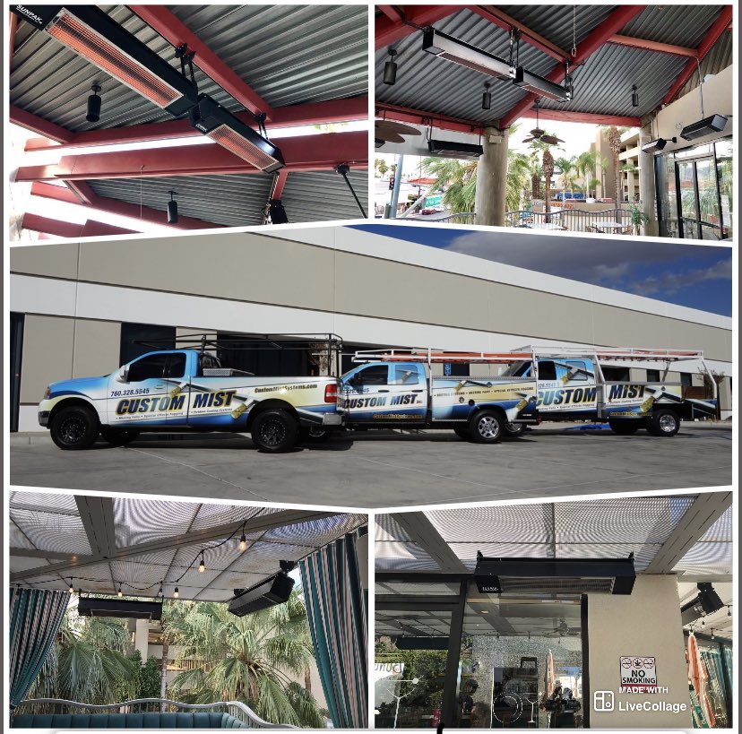 custommistinc's tweet photo. Sixteen Sunpak gas heater installation at Bongo Johnny’s down town Palm Springs, Ca. We installed nine heaters on the front patio and seven heaters on there back patio, over 300’ of gas line, 600’ of electrical and each heater is individually controlled for customer comfort. https://t.co/0Vlguiq4CE