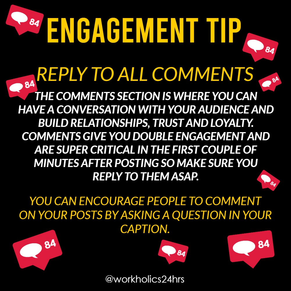 Engagement Tip.💡💡

#socialmediamarketing #socialmediamanager #facebook #followforfollowback #digitalmarketing #sales #entrepreneur #success #business #b2b #instagood #insta #seo #facebookuser #boost #ecommercetips #agency #contentbuilder #contentcreator #graphicdesigner