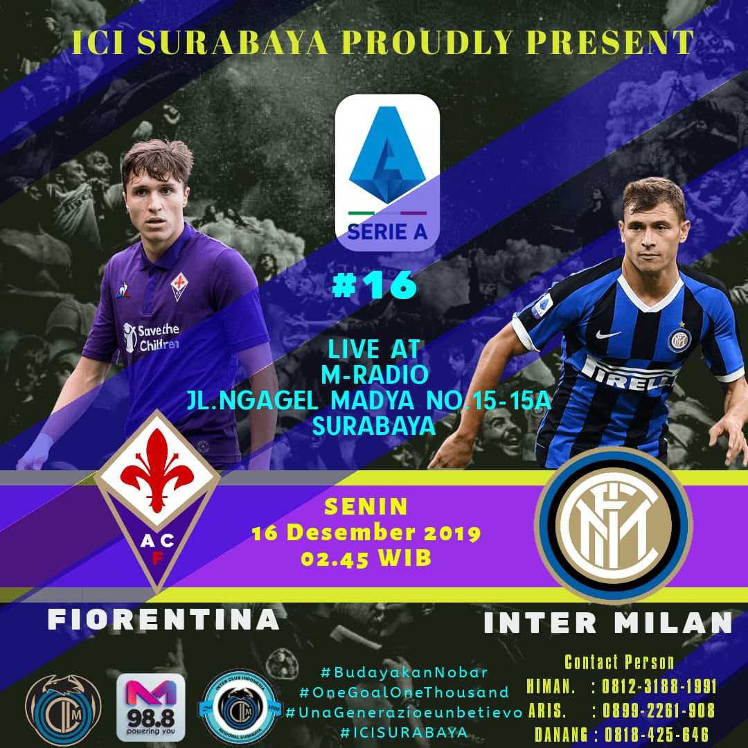 ICI_Surabaya's tweet photo. Nonbar Serie A #16 with ici surabaya
Fiorentina x Inter milan
Senin dinihari 16 desember 2019
Kick off jam 02,30
Venue M Radio

#BudayakanNonbar
#OneGoalOneThousand
#A11OUT
#UnaGenerazioneUnObiettivo
#InternonaFreeHTM https://t.co/2gCWauE20I