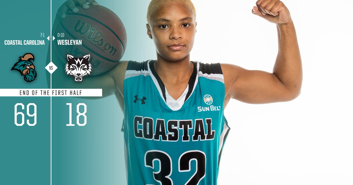 CoastalWBB's tweet photo. All ten Chanticleer players who have seen time have scored at the end of the first half! Kaylin West leads the Chants with 11 points as we head into intermission. Freshman Bailey Lewis is 4-of-5 from the field as she has a career-high eight points! https://t.co/T0k7BzVbIw
