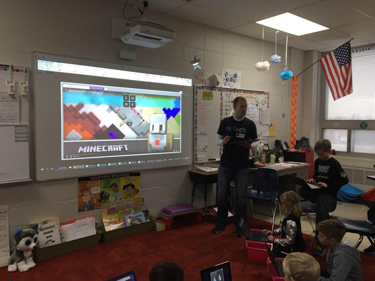JFHischke's tweet photo. Lots of fun with the #mkehourofcode today at @BayLaneEl. The second and fourth graders might have had almost as much fun as I did 😀 #mketech #hitech  thanks to @SarahKeating14 and Mrs. Maus-Torpy https://t.co/tJ6090dSAt