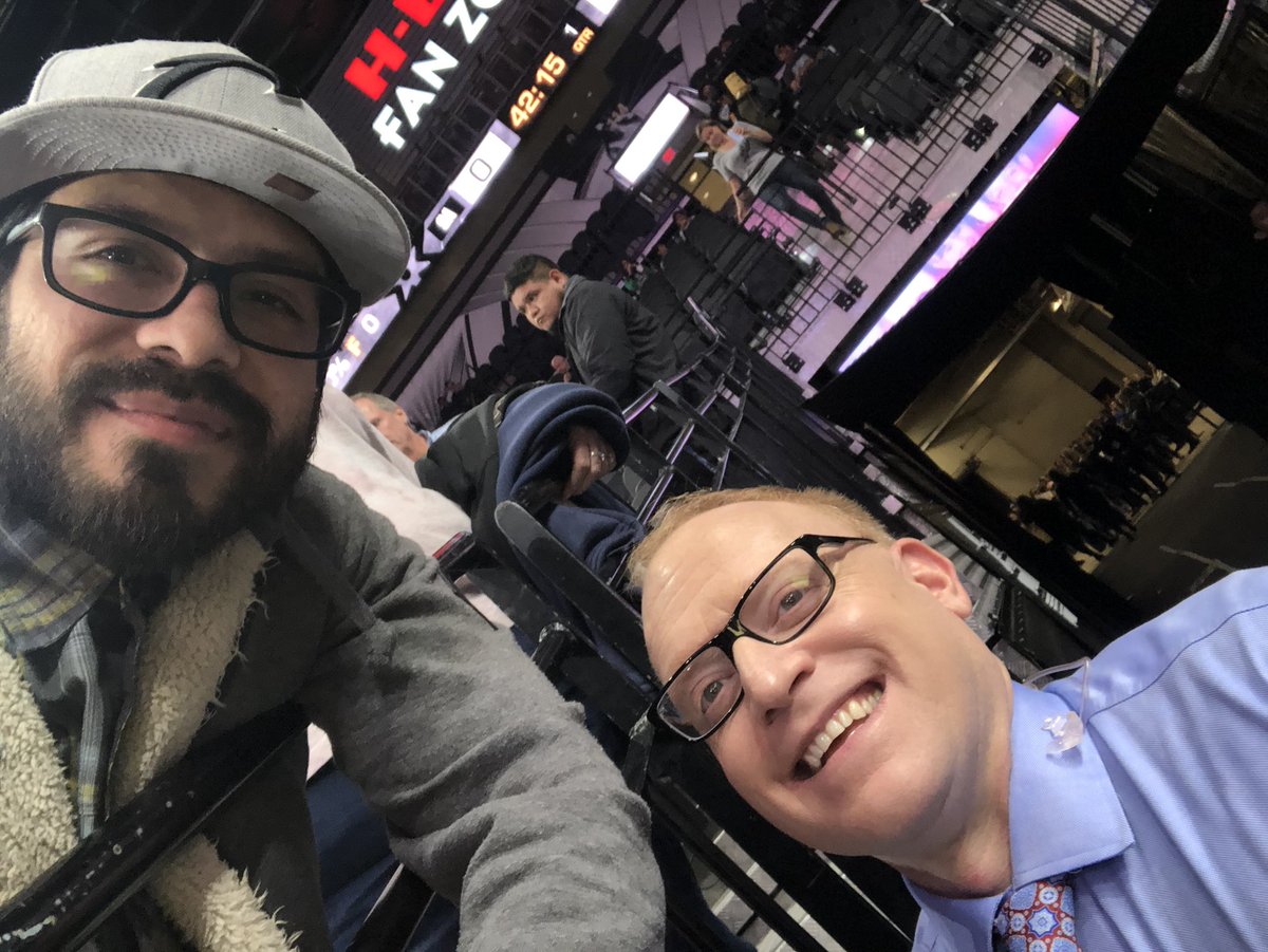 10bert's tweet photo. Just took a picture with @CavsJMike! It’s a good game already! Let’s Go @cavs! #BeTheFight https://t.co/vKqsPYrYWW