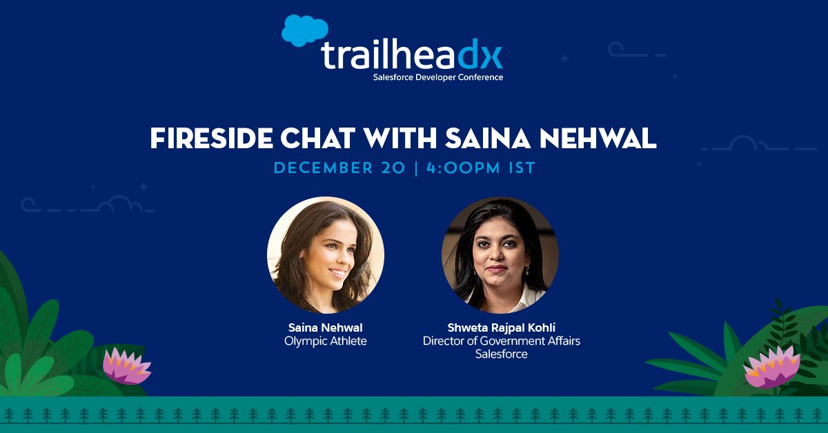 SalesforceDevs's tweet photo. We're proud to welcome India's own Olympic badminton champion @NSaina as our #TDXIndia19 Closing Luminary Keynote speaker. If you already have your pass, come see her in conversation with @ShwetaRKohli on how she blazed her trail. 💫 https://t.co/uPowvB3FX2