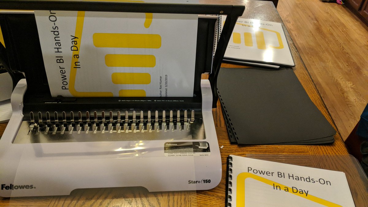 SQLRavi's tweet image. Binding the lab manuals for Power BI Workshop at #sqlsatdc tomorrow.