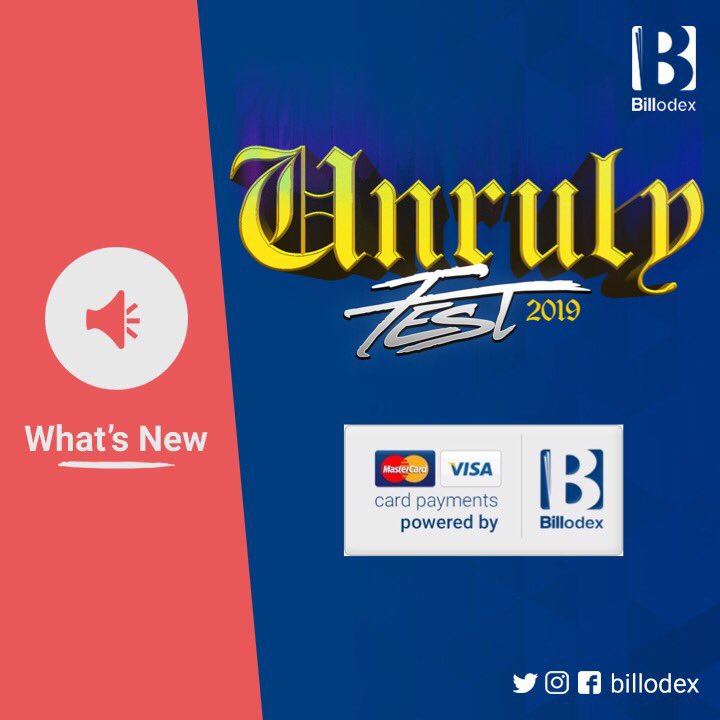 Billodex's tweet image. UPDATE ⤵️

Go CASHLESS at Unruly Fest 2019 with @Billodex 💳🥳
