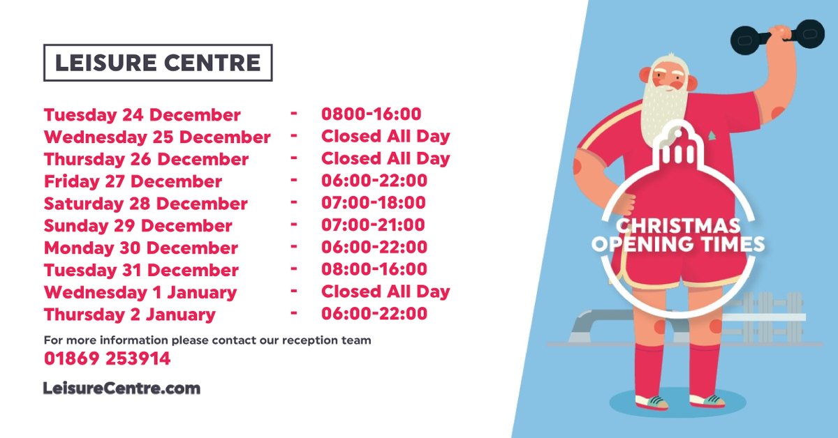 Christmas Opening Times!

#merrychristmas #winterworkout #leisurecentre