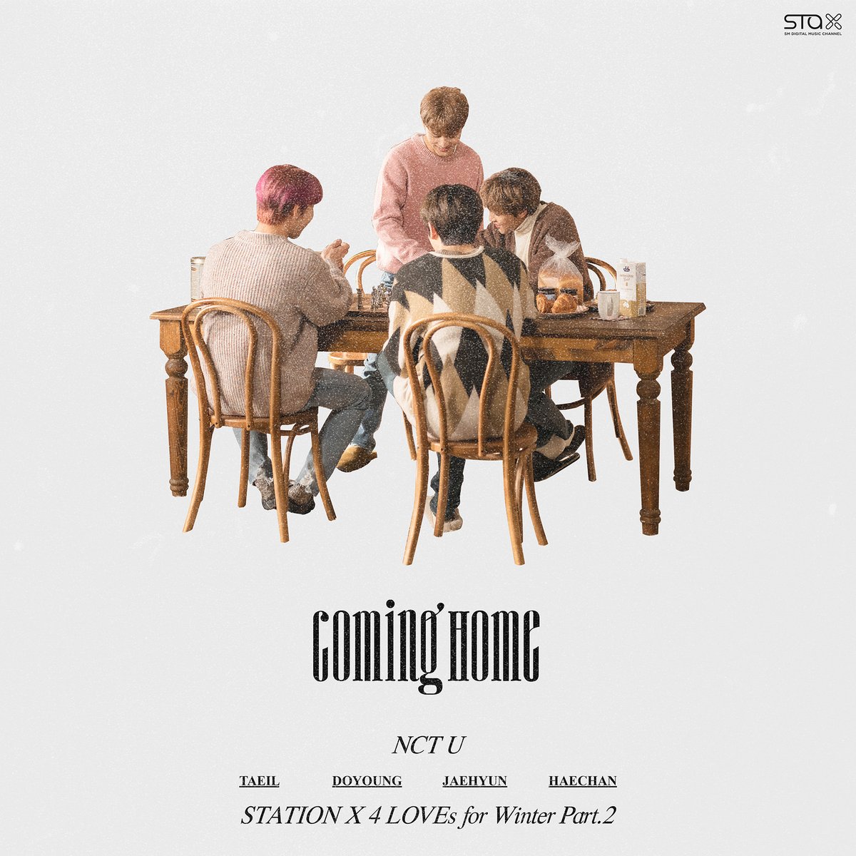 NCT U's ‘Coming Home’, the 2nd song of ‘STATION X 4 LOVEs for Winter’, will be released today at 6PM KST!
Stay tuned for the heartwarming winter ballad & its MV where TAEIL, DOYOUNG, JAEHYUN, & HAECHAN sing of the gratefulness & love to a lover who waits for them no matter what!