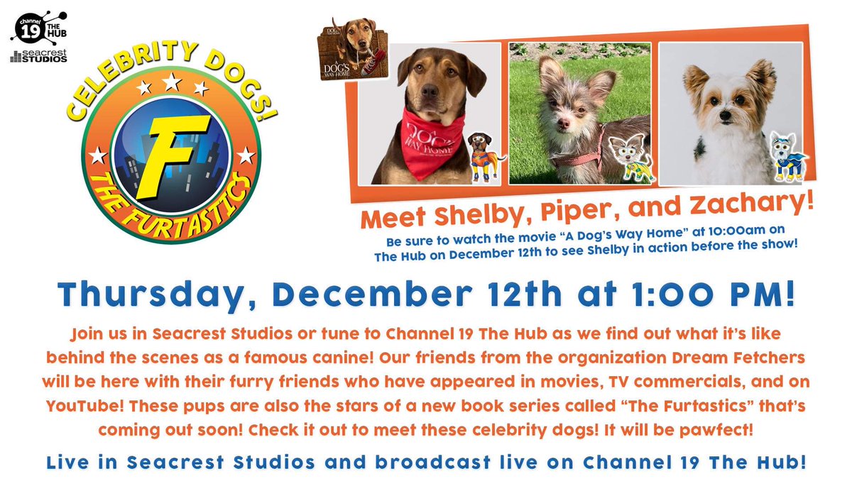 The Furtastics will be <a href="/RyanFoundation/">Ryan Seacrest Foundation</a>'s Seacrest Studios <a href="/BostonChildrens/">Boston Children's</a> 12-12-20

Shelby from <a href="/ADogsWayHome/">A Dog's Way Home</a> &amp; #TheFurtastics will make a difference to kids at the hospital...real life superheroes. 

 #ChildrensBooks #Superheroes
<a href="/bisbanowrites/">Cherrilynn Bisbano</a>

thefurtastics.com