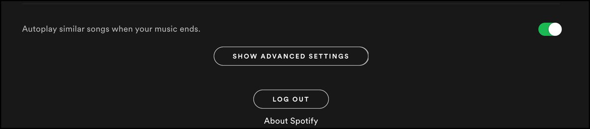 So what about some of those  #Spotify privacy impacting default settings? Spotify desktop app (Mac OS)  https://www.spotify.com/uk/download/mac  When you install the app, Spotify sets a 'privacy' default to ON for cookie tracking, hidden in 'show advanced settings' (bottom of settings page)