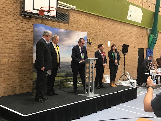 #GE2019 #trustednews

NORTH WILTSHIRE RESULT

4.34am - Jonathan Fisher (Labour) 5,699 votes; James Gray (Conservative) 32,373 votes;  Bonnie Jackson (Green Party) 1,939 votes; Brian Mathew (Liberal Democrat) 14,747 votes. James Gray (Con) is elected MP for North Wiltshire.