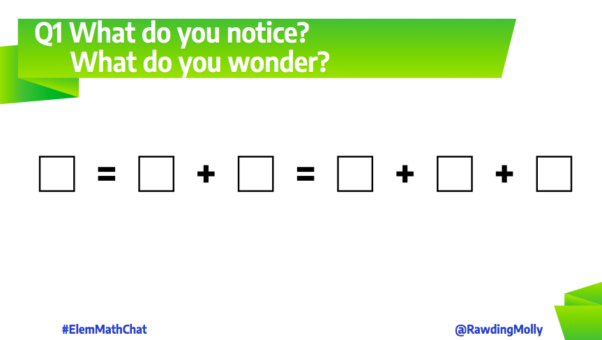 RawdingMolly's tweet photo. Q1 What do you notice? What do you wonder? #ElemMathChat #OpenMiddle https://t.co/UDLQuY2qWk