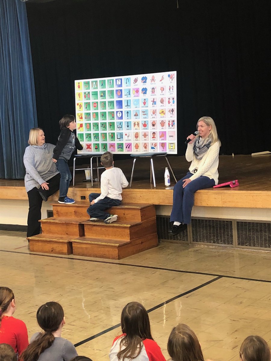 Debswensonclass's tweet photo. Presenting our playground communication board to ALL the Franklin students!  This board will be mounted on our playground!  Doesn’t get any more Inclusive than this!!  @PrincipalClarke @NASupt #RAISE #Franklindragons #rise201920 https://t.co/jRoznh4Sxk