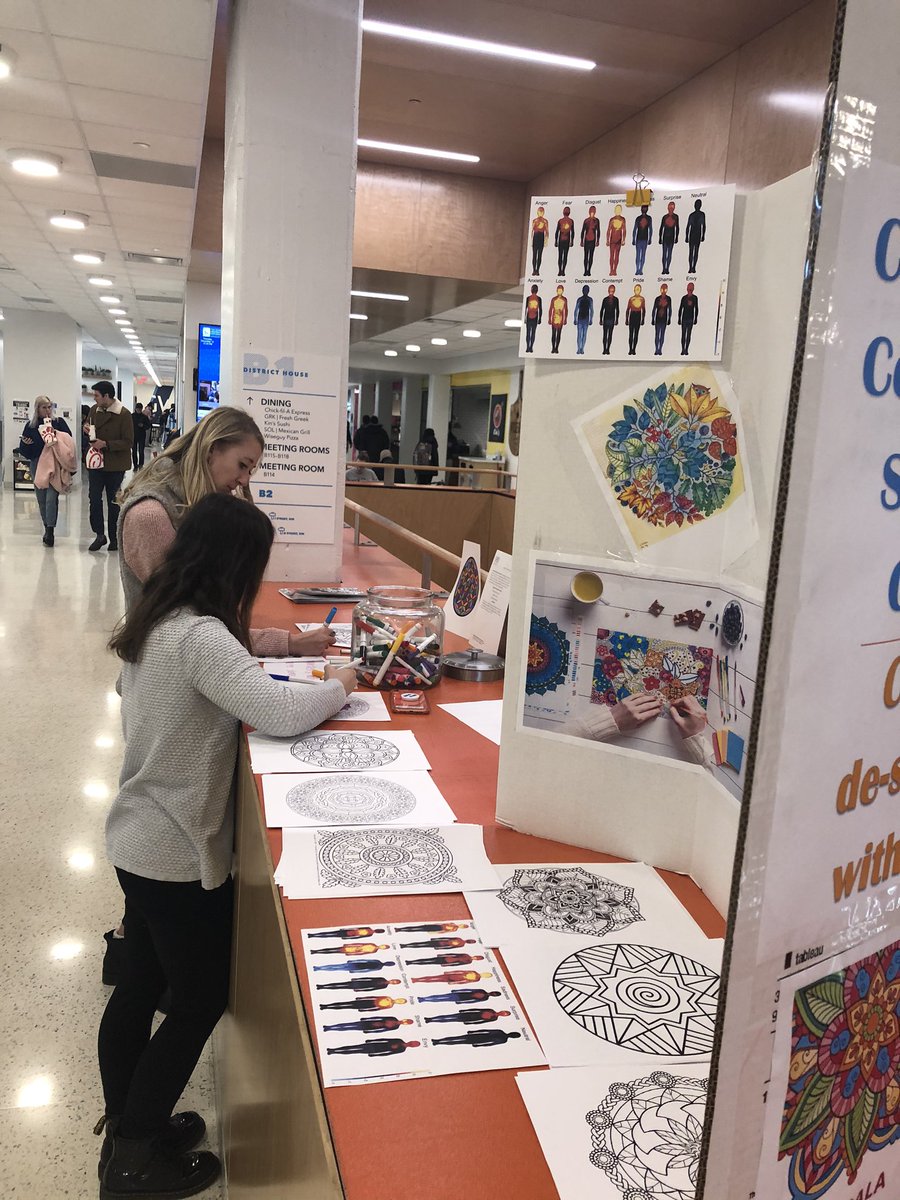 M_DeRaedt's tweet photo. Come de-stress with my Students!! Coloring and playing during exam week or challenging times can reduce sickness and improve exam scores. #GWU @gsehd #destress #examrelief https://t.co/rGLcz5dUzD