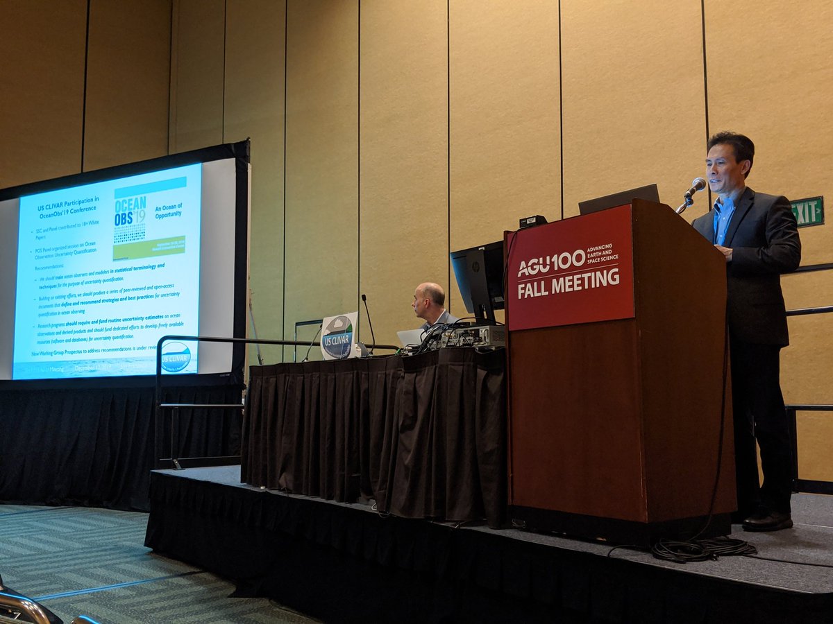 Tony Lee (NASA JPL) going over the history of US CLIVAR. He set the standards high this year pulling double duties as our SSC chair as well as co-chair of the <a href="/OceanObs19/">OceanObs19</a> Program Committee. We'll miss him as he rotates off our SSC in 2020.