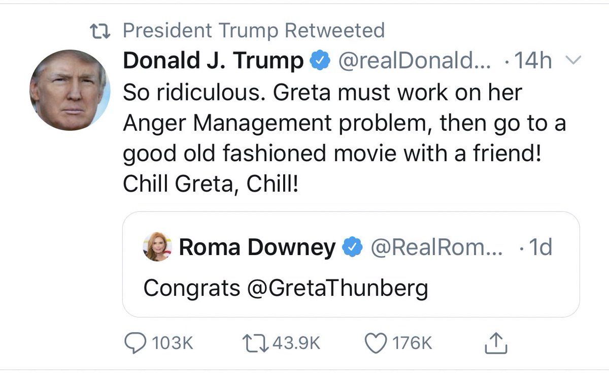 aramos12327's tweet photo. Clapback of the year goes to @GretaThunberg https://t.co/49D4noy2X2