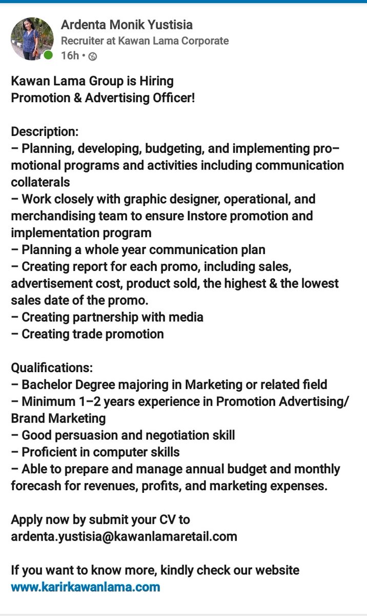 Aku masih hiring!!! #lokerjakarta #hiring #marketingvacancy