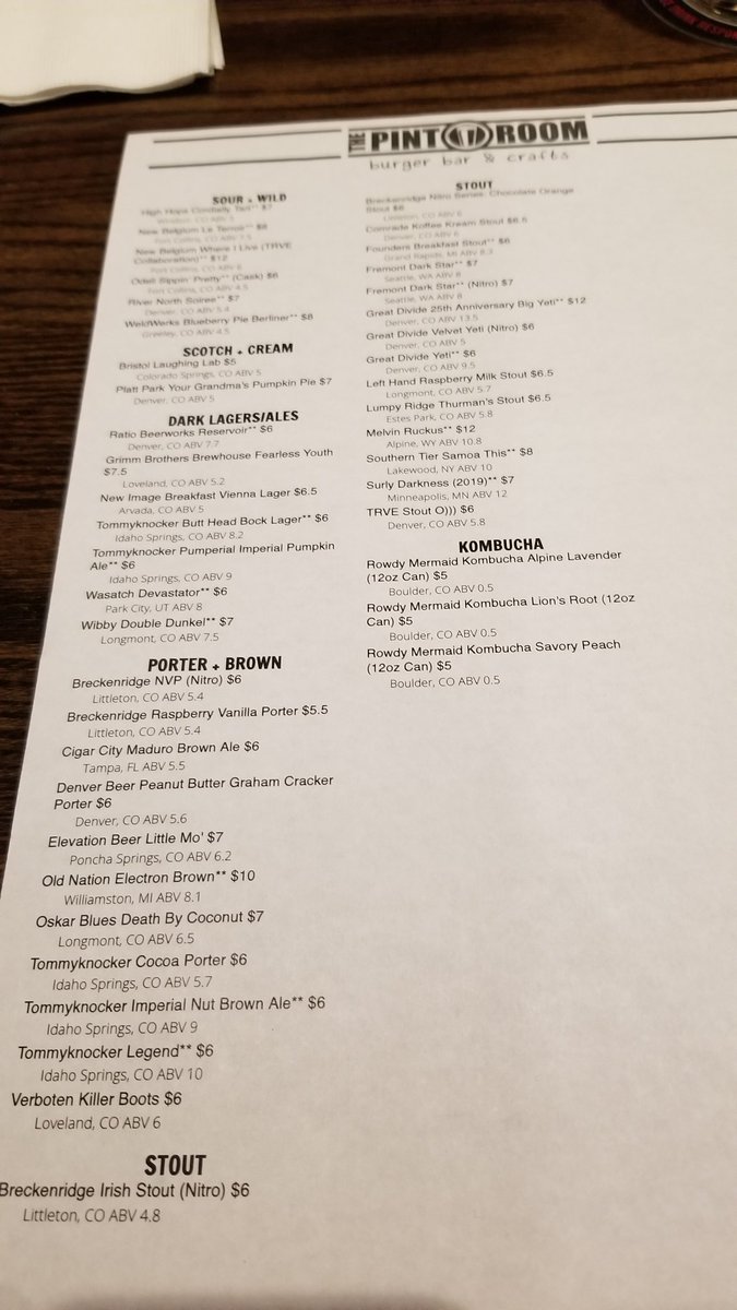 Pint Room Christmas Cheer beers! LoneTree English Ale w gingbrd spices Abv 8 gingbrd in bckgrnd subtle &amp; tasty. H&amp;D Luv Winter Spiced Imp Porter. 9.3 abv well rounded and deep. Food here is always amazing! Burgers are some of the best. #craftbeer <a href="/ThePintRoomCO/">The Pint Room</a> <a href="/LoneTreeBrewing/">Lone Tree Brewing Co</a>