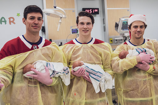 fondChildren's tweet photo. We see fevers on the daily, but today’s sudden onset of #HABSFEVER is unlike any we’ve ever seen! We’re happy to report the only symptoms of Habs Virus were smiles, high fives and overwhelming happiness! @CanadiensMTL https://t.co/RsSwns6K0M