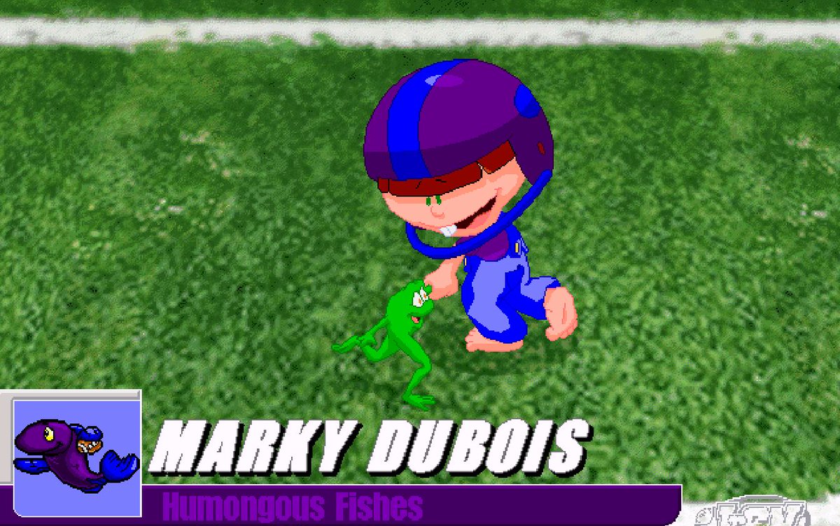 HumongousFishes's tweet photo. YES!

80 yards from Thomas to MARKY DUBOIS on the first play of OT, Fishes top the Hornets 34-28.

The Fishes advance to the BFC championship vs. the Patriots.

Coach D: "Bill [Belicheck] &amp; I go way back to our days stealing signs off the Bengals." 

#FancyFish: 6rec, 190yds, 4TD https://t.co/4Zv4MmdB9k