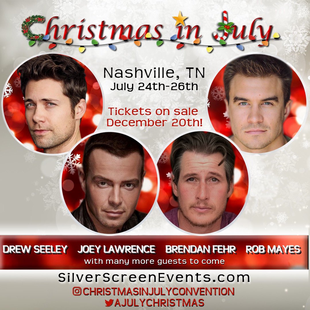 Tickets will go on sale December 20th at 6pm est! 

Guest list 
• <a href="/joeylawrence/">Joey Lawrence</a> 
• <a href="/unrealfehr/">Brendan Fehr</a> 
• <a href="/drewseeley/">Drew Seeley</a> 
• <a href="/robcmayes/">Rob Mayes</a> 

Many more guests coming soon.... 
silverscreenevents.com

Retweet to win 2 general admission to Sunday night concert!