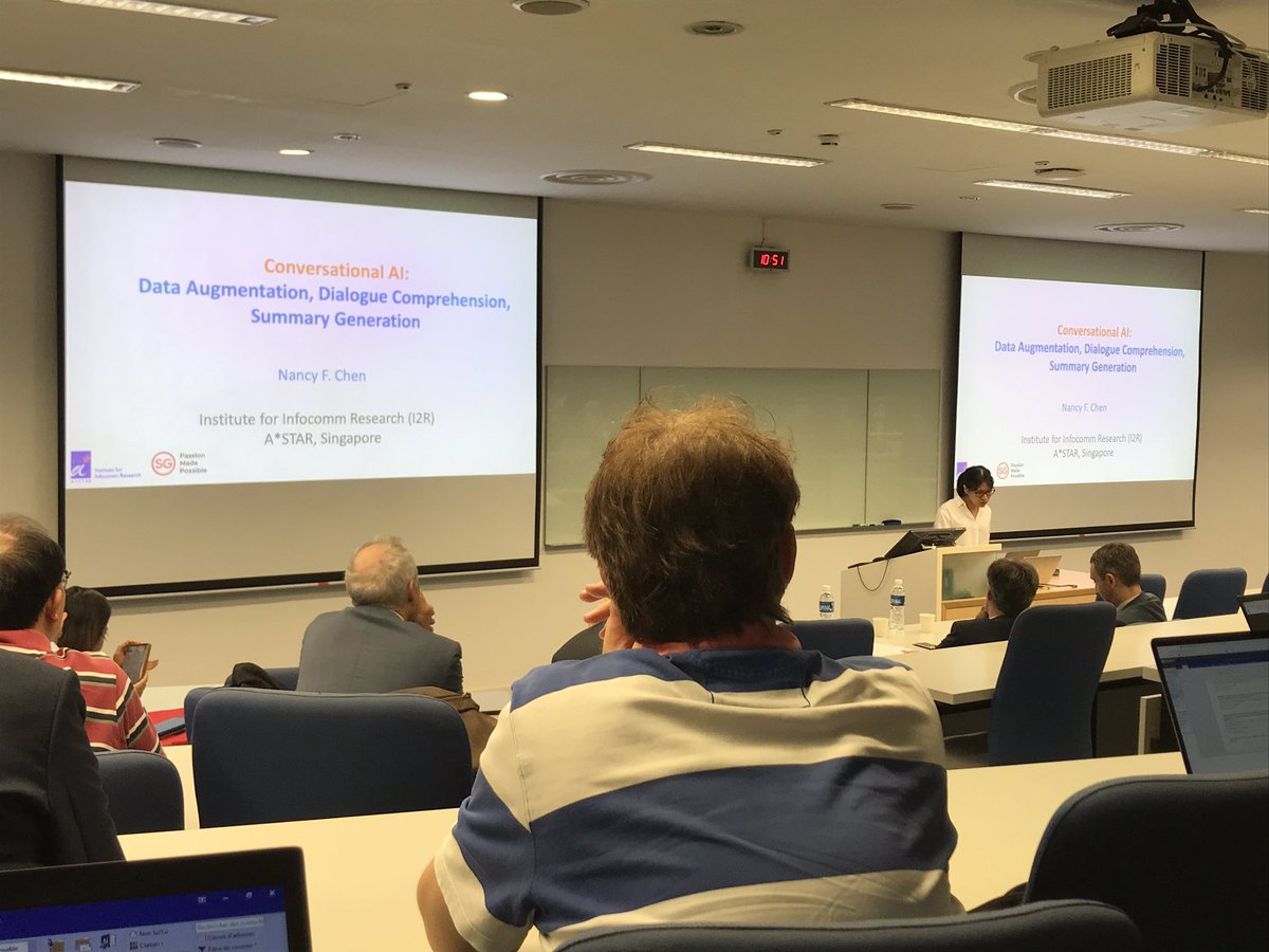 <a href="/IPAL_SG/">IPAL</a> #SinFra2019 | Nancy F. Chen (A*star, I2R) talks about Conversational #AI : Data Augmentation, Dialogue Comprehension and Summary Generation #ArtificialIntelligence