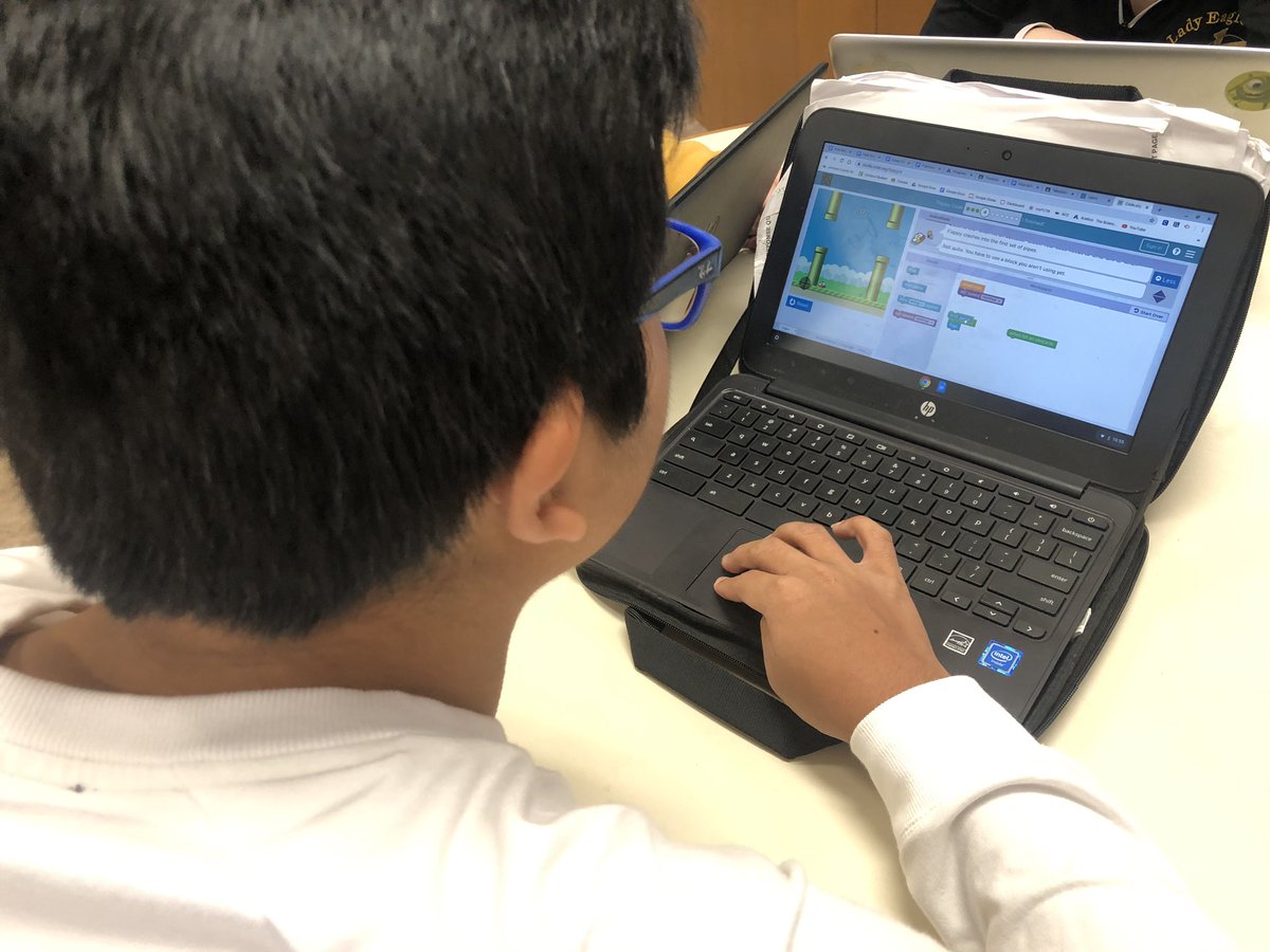 kaylamoore's tweet photo. JCHS students participated in @hourofcode today! James Russell used block based coding to make his own @Google Logo!

#TechTheHalls #HourofCode2019 #HourOfCode #STEAM #STEMed #Eagle4Life https://t.co/zY6XdUxVdI
