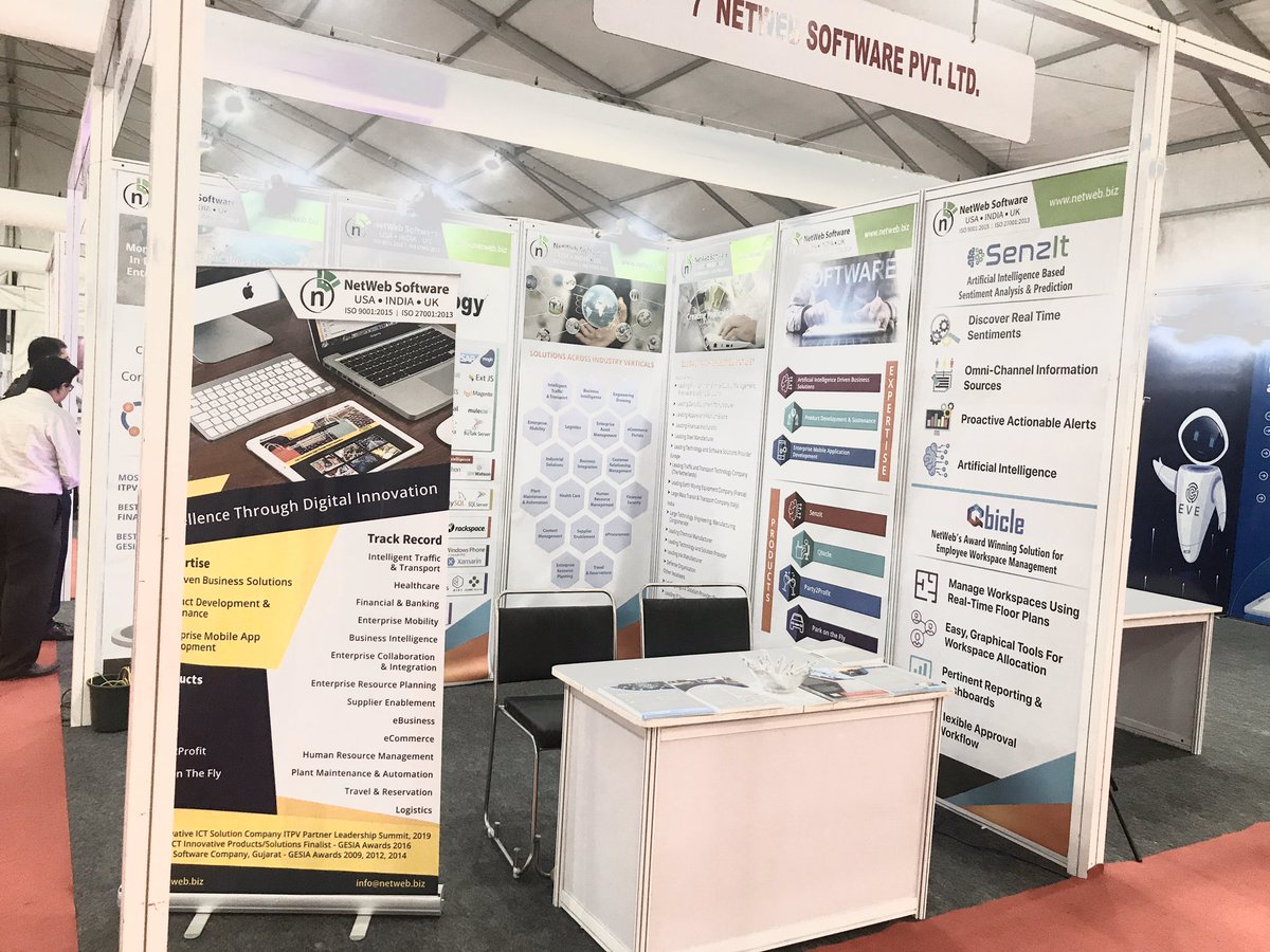 netwebsoftware's tweet photo. Our team is having a great time meeting and interacting with young minds and budding entrepreneurs at @vstsgujarat We also had an opportunity to meet Mr. Rahul Sharma (President, WWPS India and South Asia - Amazon Internet Services Pvt Ltd). @GESIAORG 
#NetWebExhibits https://t.co/t1sg1wa5Bj