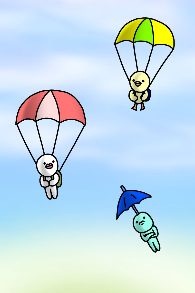 カツキ パラシュート 絵 イラスト お絵描き 落書き カツキ パラシュート 絵 イラスト お絵描き 落書き
