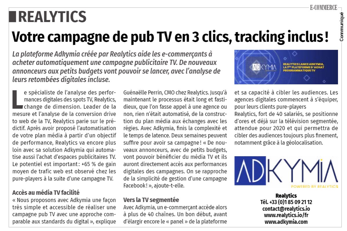 realyticsio's tweet photo. Découvrez notre article dans le "Cahier Partner « solutions entreprises » du @Le_Figaro 👇
#Adtech #PubTV #ProgrammatiqueTV https://t.co/PPGZao6UNJ