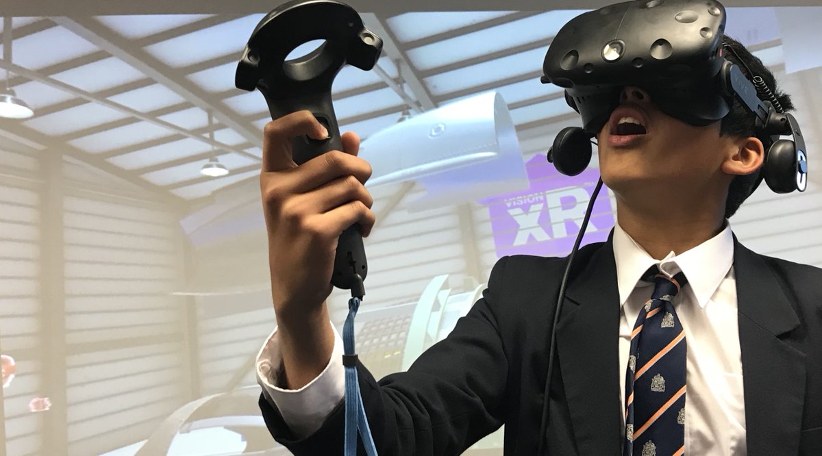 FutureVisualVR's tweet photo. We had an inspirational day and uplifting view of education and educators last month at @EdTechSummit #EdTechSummit2019 Thanks to @IanHabs @ty_goddard @RonanMcNicholl @CrisTurple @BrightonCollege #VR #VISONxR @ISC_Digital https://t.co/A3KsQkcFOy