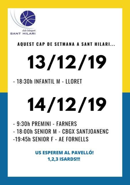 cbsanthilari's tweet image. Avui, divendres 13, tenim un partit al pavelló de @santhilarisacalm dels nostres infantils! I demà el premini i els dos sèniors també juguen a casa! Vindreu a animar-nos? 👏🏽👏🏽🏀🏀😍😍